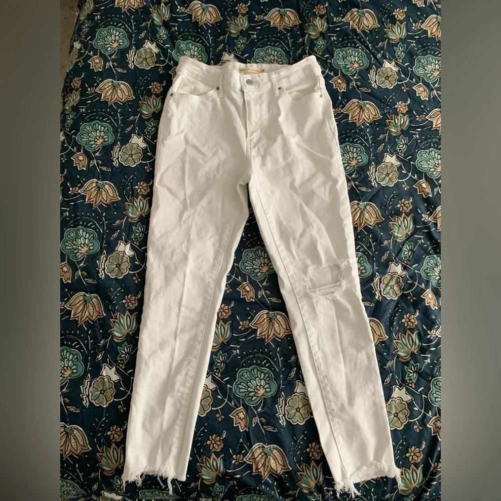 Levi's 721 Women’s Ankle high rise skinny jeans white distressed size 29 - Picture 4 of 11
